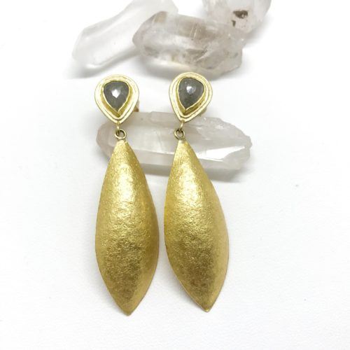 Diamond and Yellow Gold Dangle Earrings by Petra Class