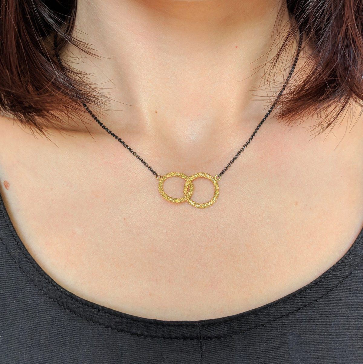 Oxidized Silver Interlocking Circle Necklace