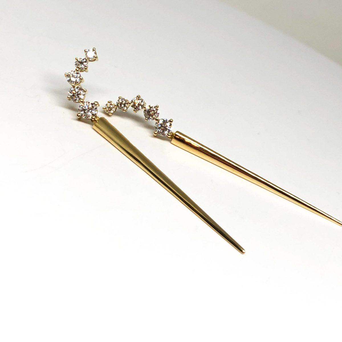 Gold and Diamond "Aria Dagger" Earrings