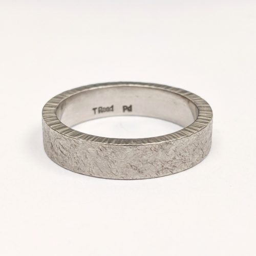 Oxidized sterling silver mens band
