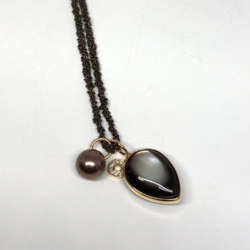 Pearl and Mother-of-Pearl Triple Pendant Necklace