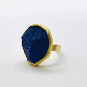Organic Yellow Gold One-of-a-kind Lapis Ring