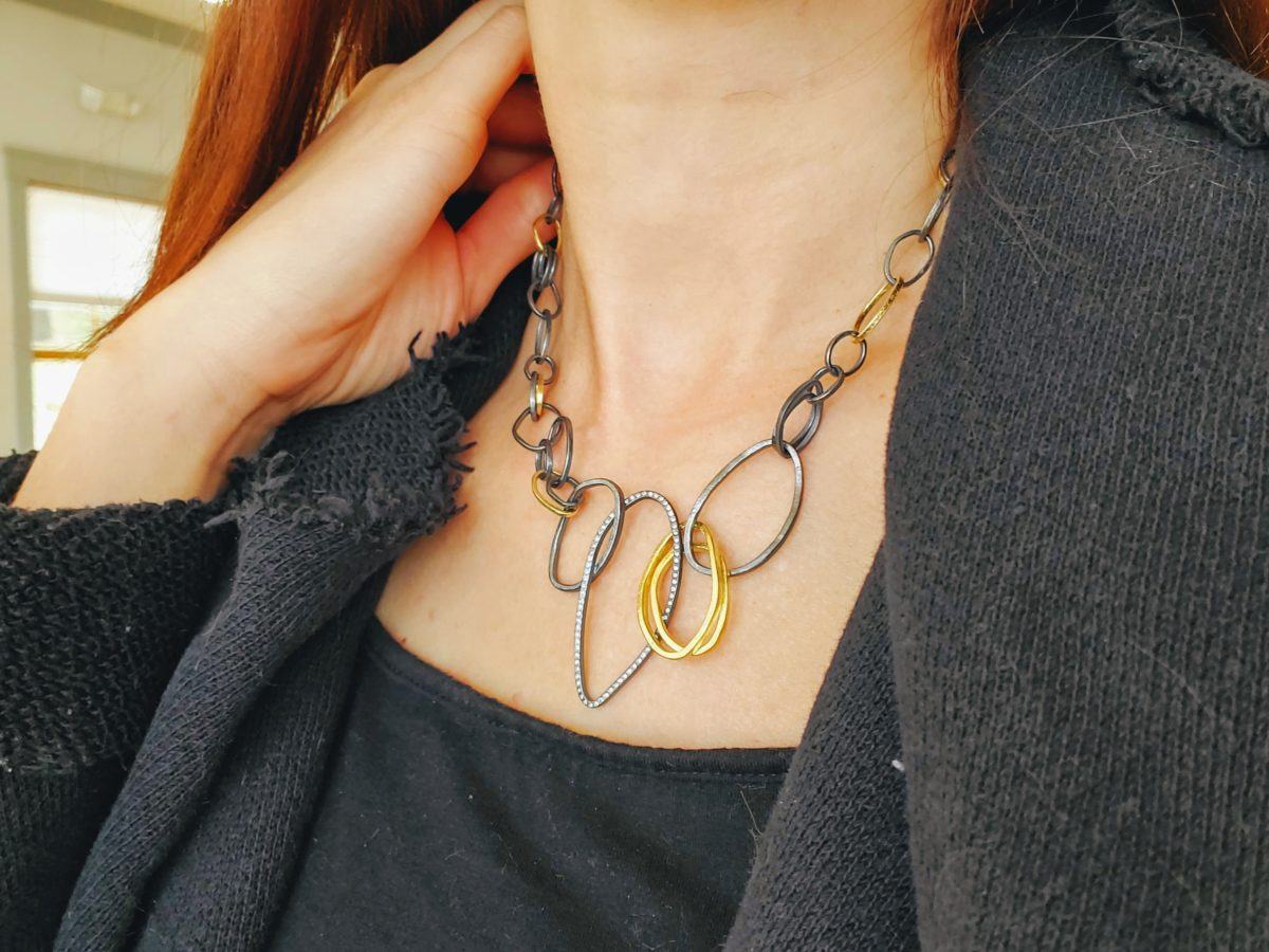 Mixed Metal Double Oval Necklace