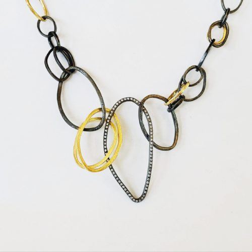 Mixed Metal Double Oval Necklace