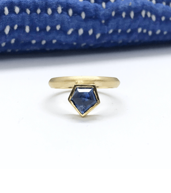 Blue Sapphire Shield Ring