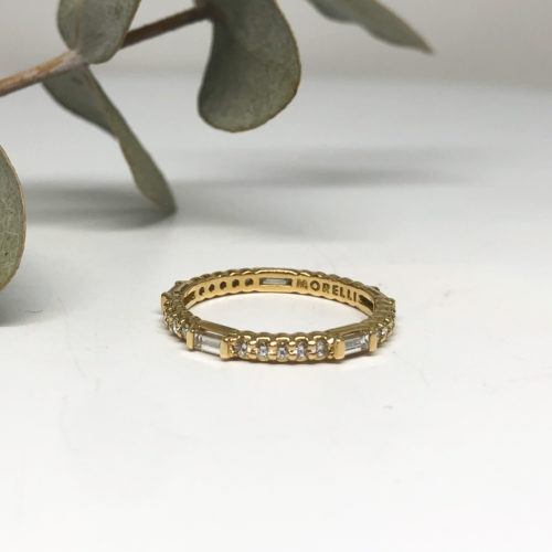Yellow Gold and Baguette and Round Diamond Ring