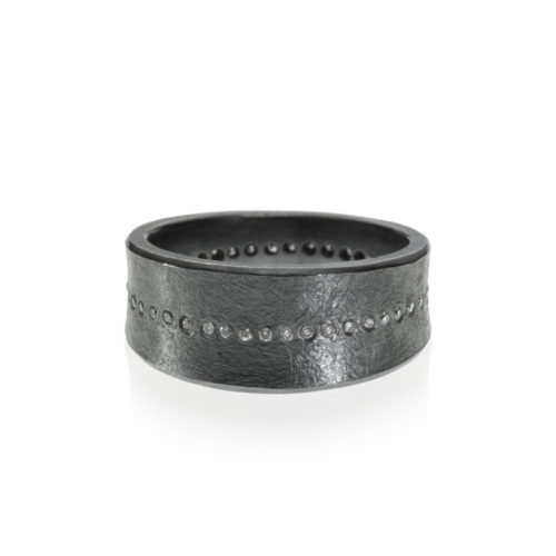 Oxidized Sterling Silver Concaved Tapered Diamond Band