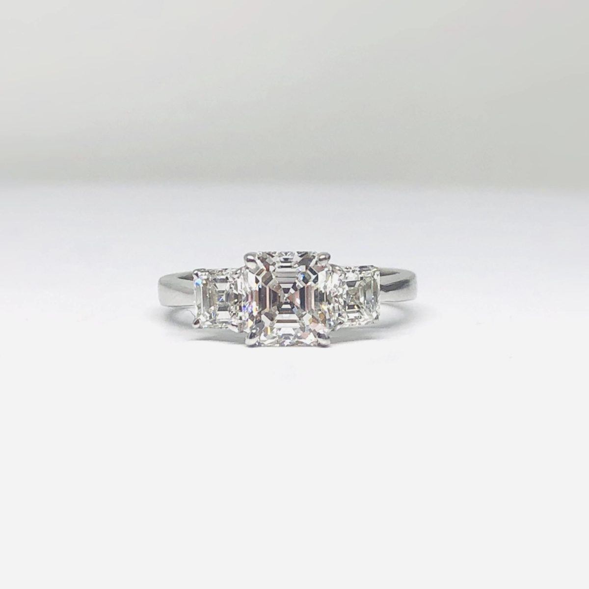 3 Stone Asher Cut Diamond Ring