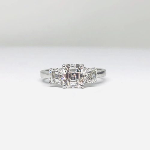 3 Stone Asher Cut Diamond Ring