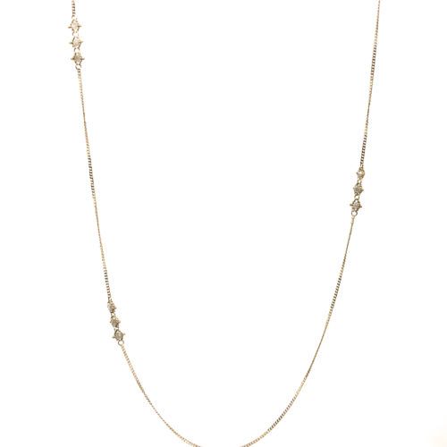 Yellow Gold and Triple Silver Diamond Textile Necklace