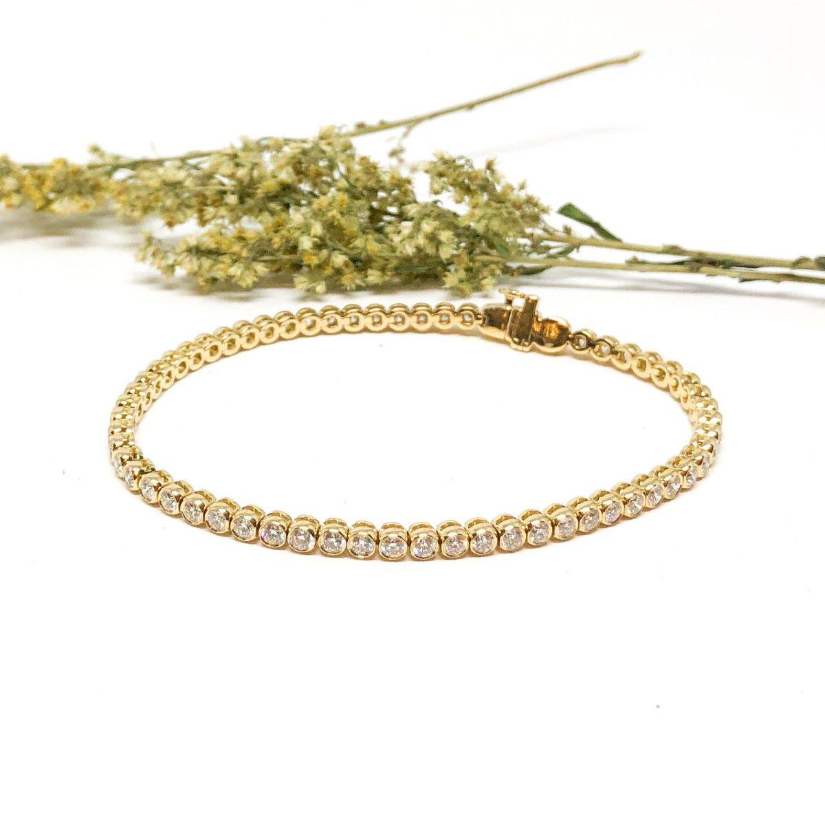 Yellow Gold and Diamond Line Bracelet