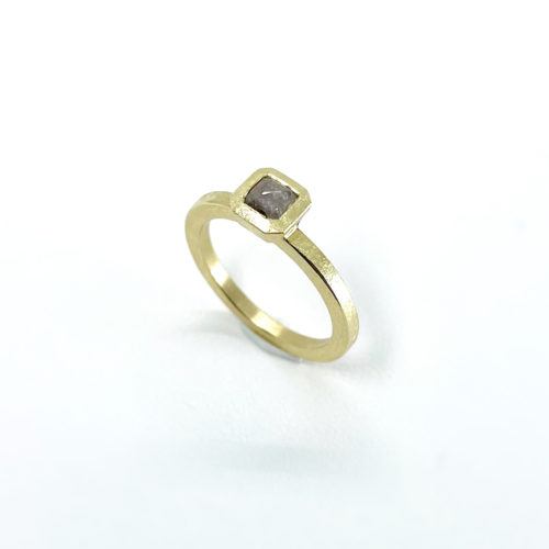Square Bezel Gray Diamond Ring