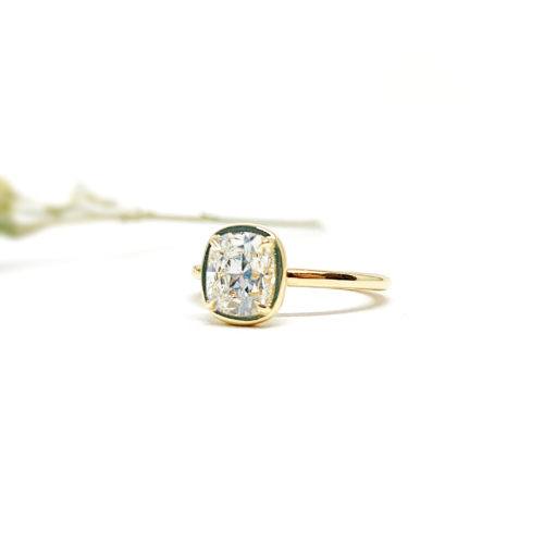 Yellow Gold and 1.40 CT Cushion Cut Solitaire