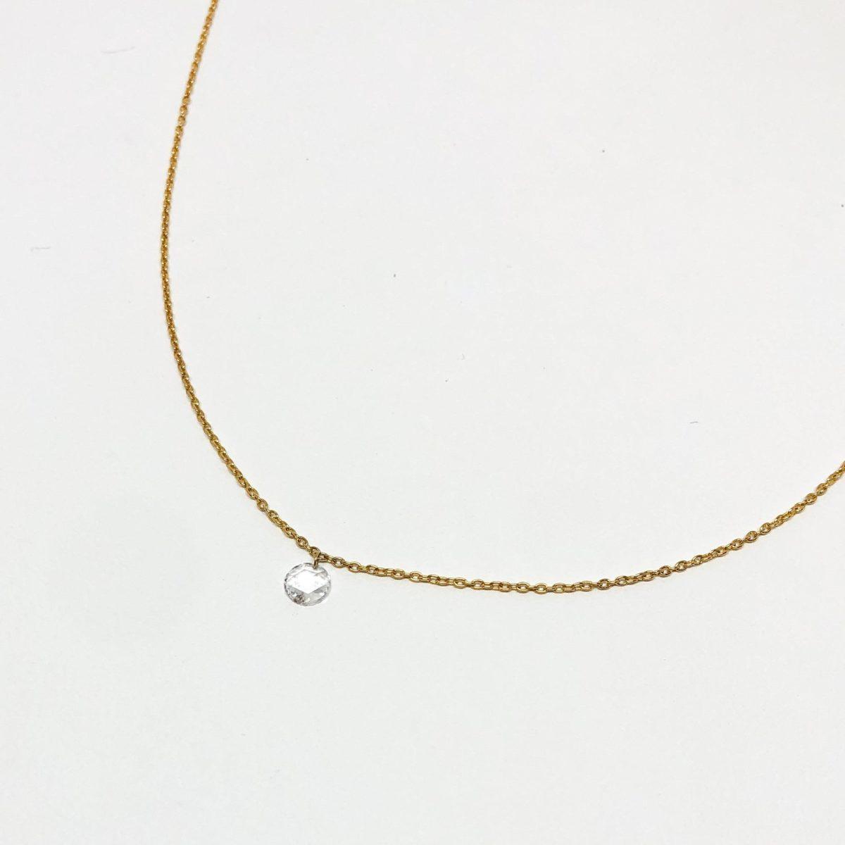 Single Rosecut Diamond Drop Necklace
