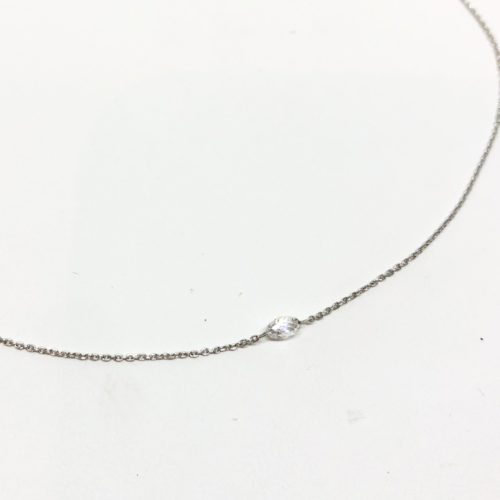 White Gold and Diamond Briolette Station Necklace