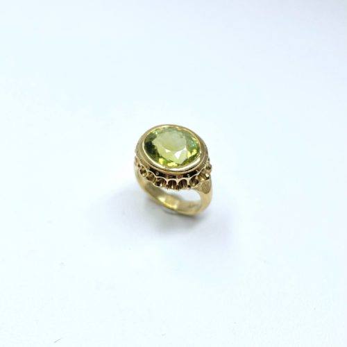 Yellow Gold and Green Tourmaline Ring