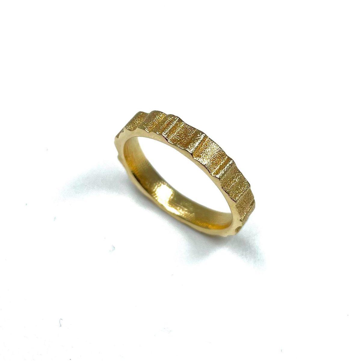 Yellow Gold Textured Unisex Band
