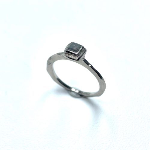 White Gold and Gray Diamond Stacking RIng