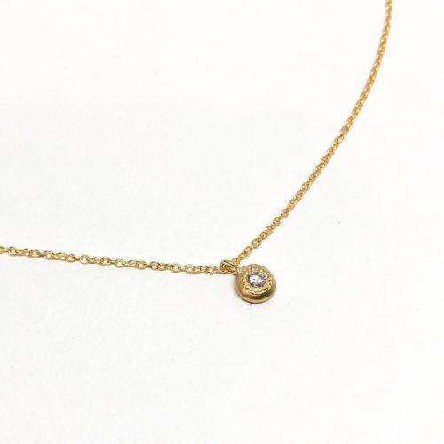 Yellow Gold Button Necklace