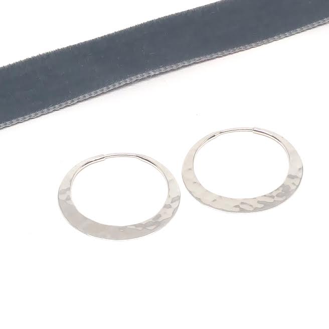 Sterling Silver Hammered 24mm Eclipse Hoops