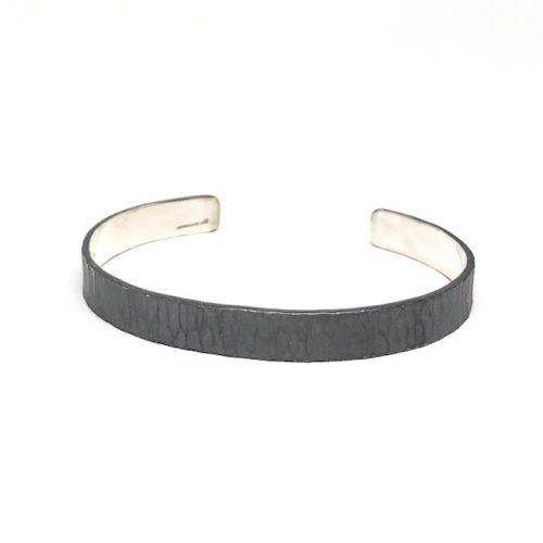 Matte Black Silver 7 mm Cuff Bracelet
