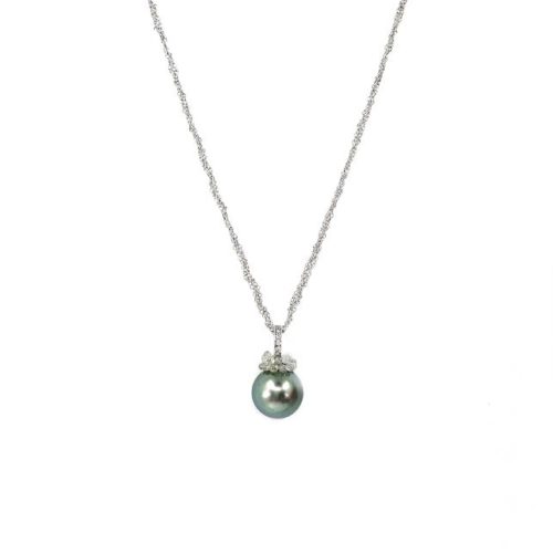 White Gold Marutea Pearl and Diamond Necklace