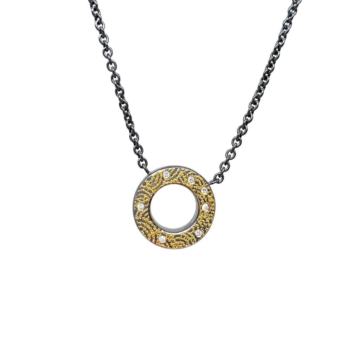 Sterling and Yellow Gold and Diamond O Pendant