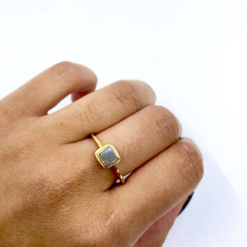 Yellow Gold and Gray Diamond Stackable Ring