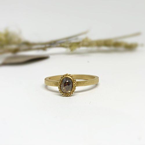 Oval Rose Cut Cognac Diamond Ring