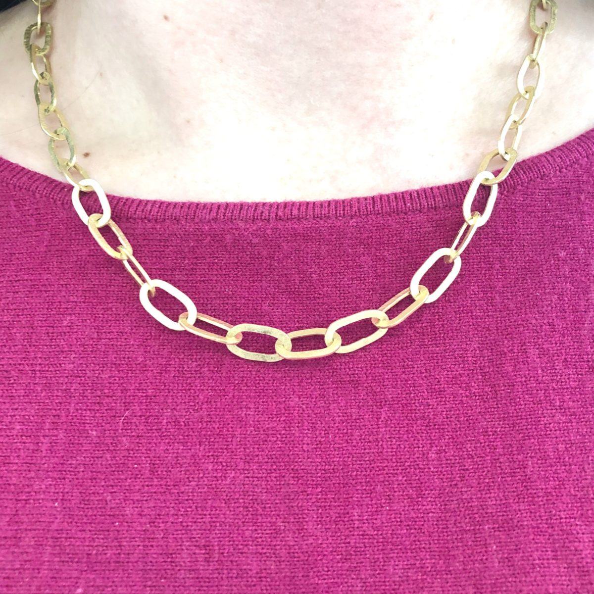 Rolled Oval Yellow Gold Necklace