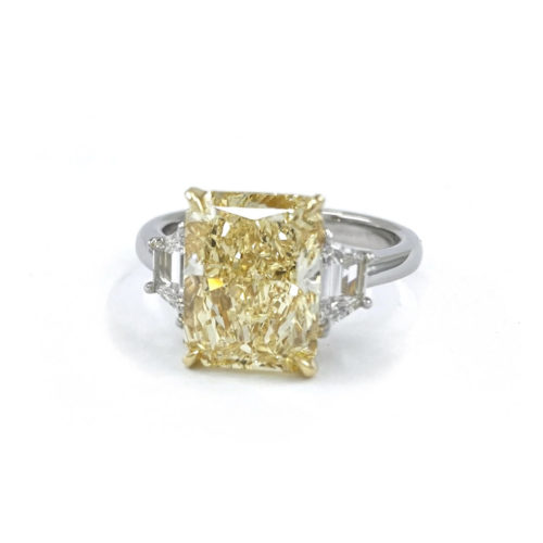 Platinum -Yellow Gold 5.03CT Fancy Yellow Diamond Ring