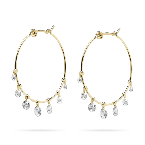 Yellow Gold and Briolette Diamond Hoops