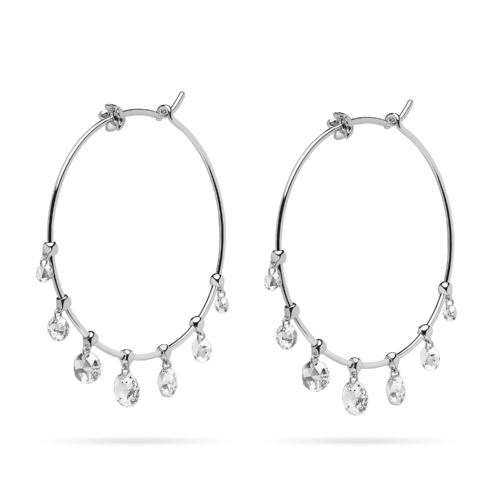 White Gold and Briolette Diamond Hoops