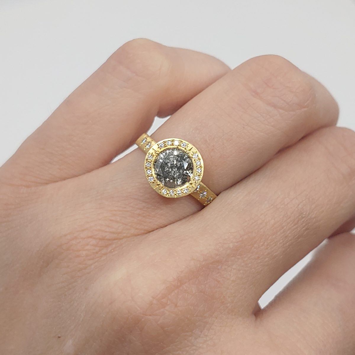 Yellow Gold and DIamond Halo RIng
