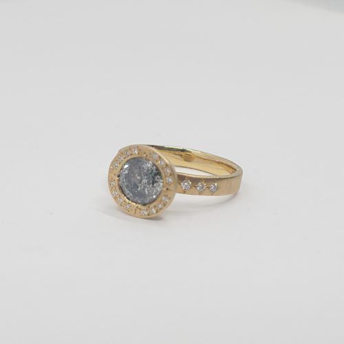 Yellow Gold and DIamond Halo RIng