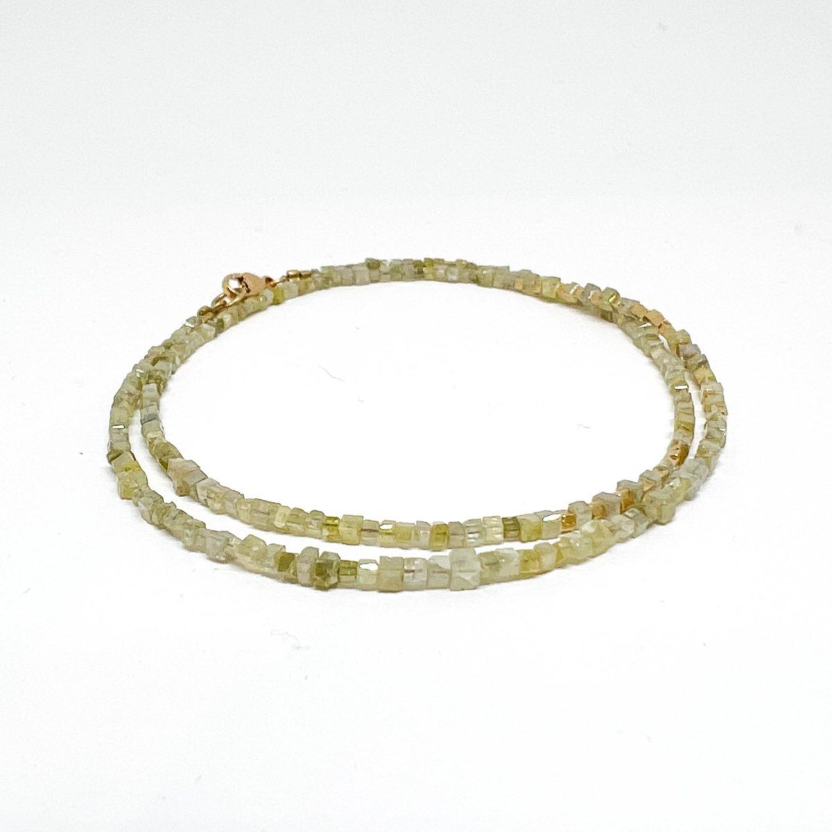 Yellow Green and Diamond Faceted Strand