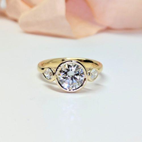 Yellow Gold, Three-Stone Diamond Engagement Ring