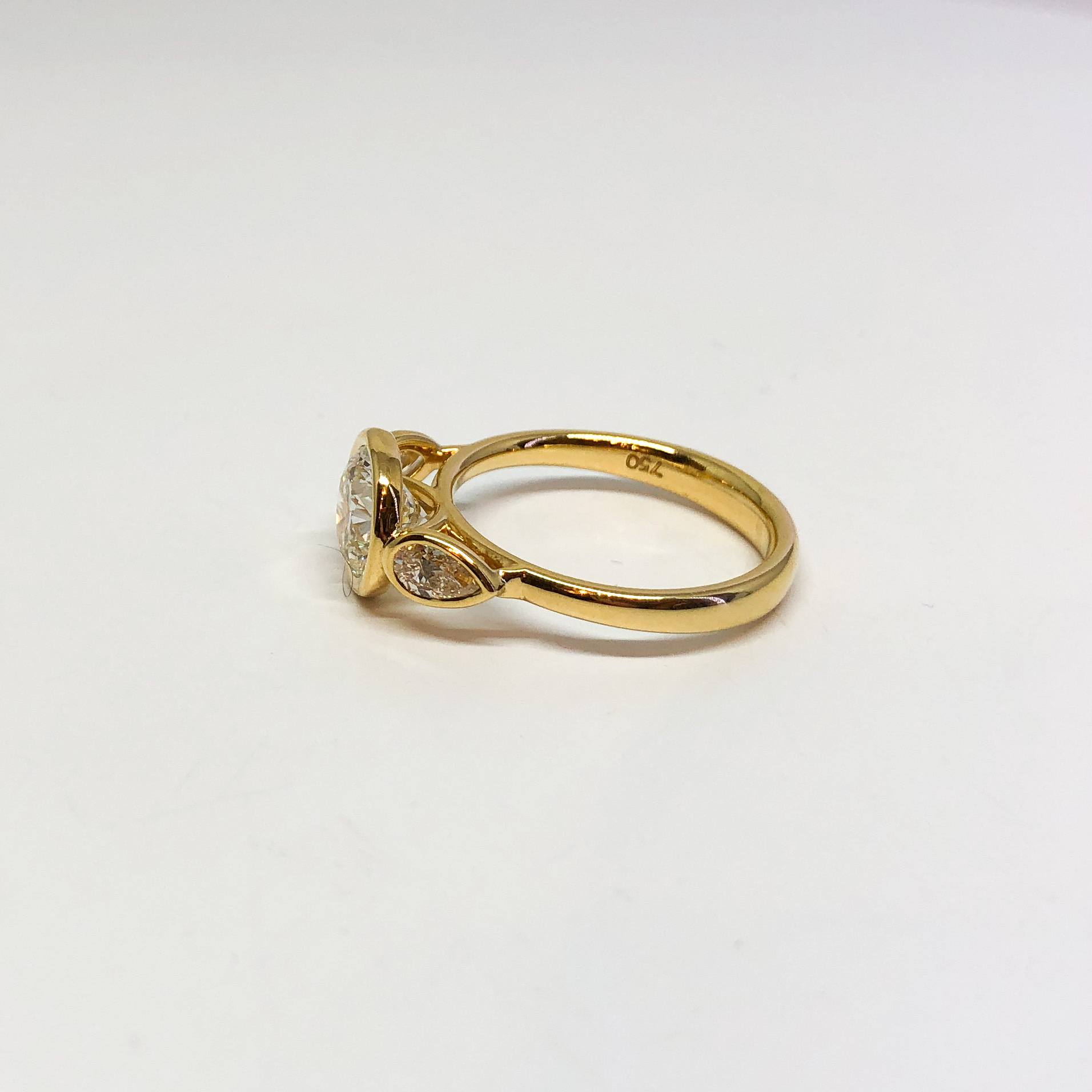 1.86 ISI1 3 Stone Yellow Gold Engagement Ring | Von Bargen's Jewelry