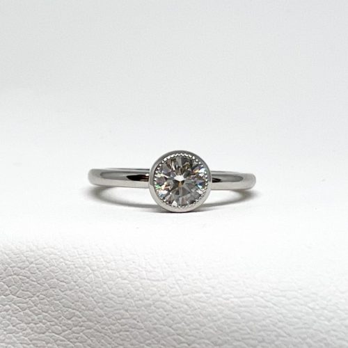 Platinum and Diamond Bezel-Set Engagement Ring