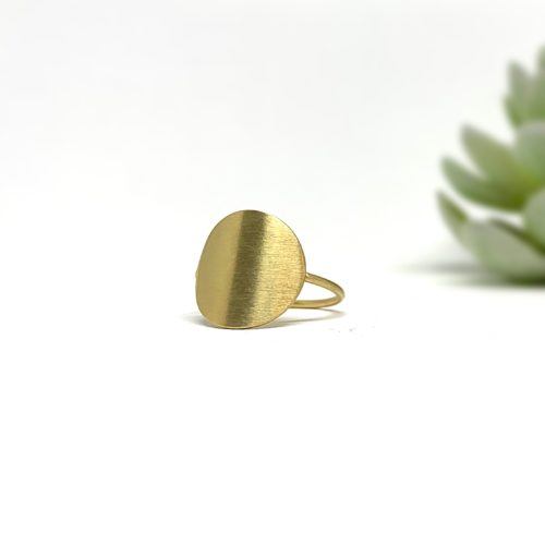 Yellow Gold Moon Signet-Style Ring