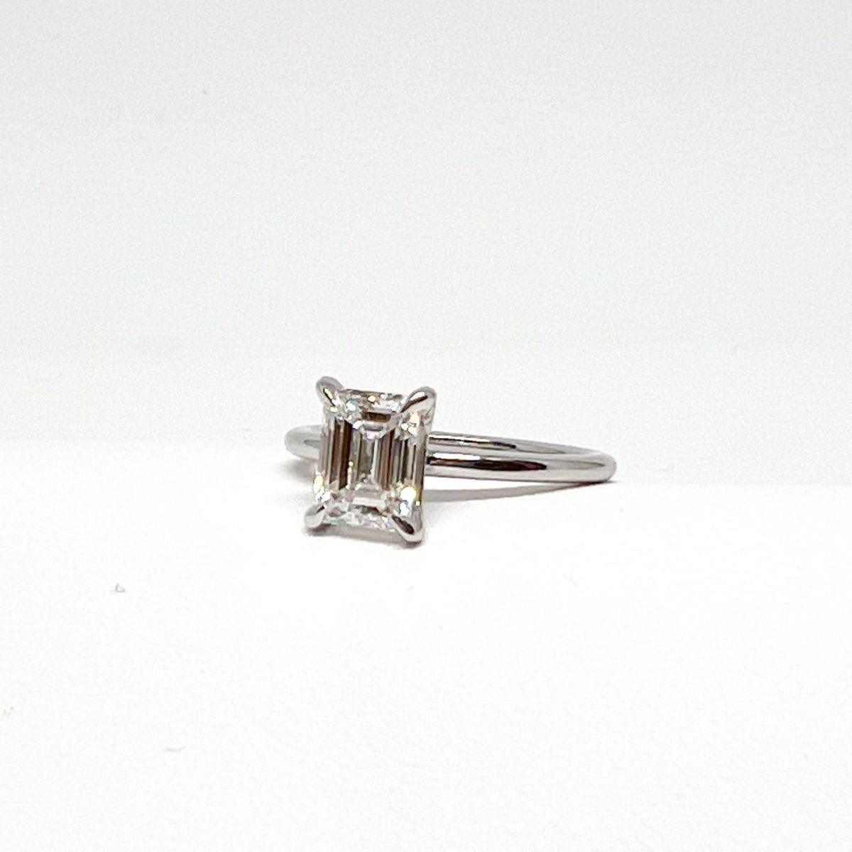 Emerald Cut Diamond and Platinum Ring