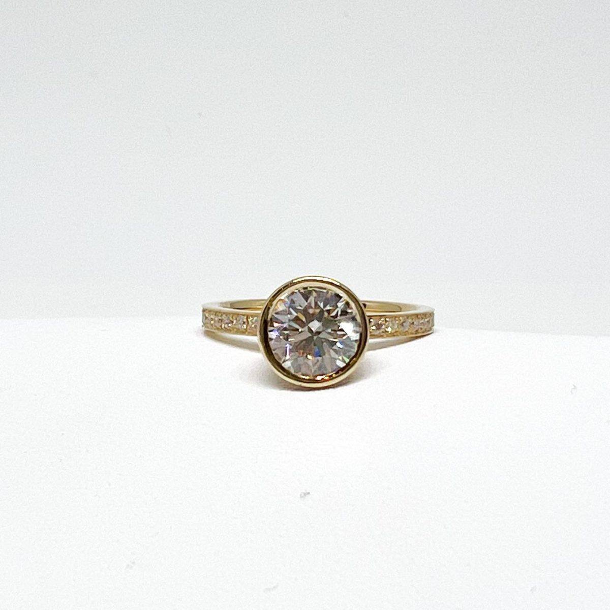 Bezel Set Round Brilliant Cut Diamond Engagement Ring