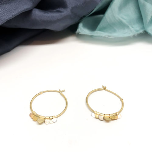 Multicolored Gold and Platinum Hoop Earrings