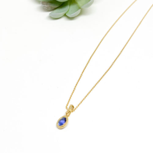 Yellow Gold and Blue Sapphire Charm