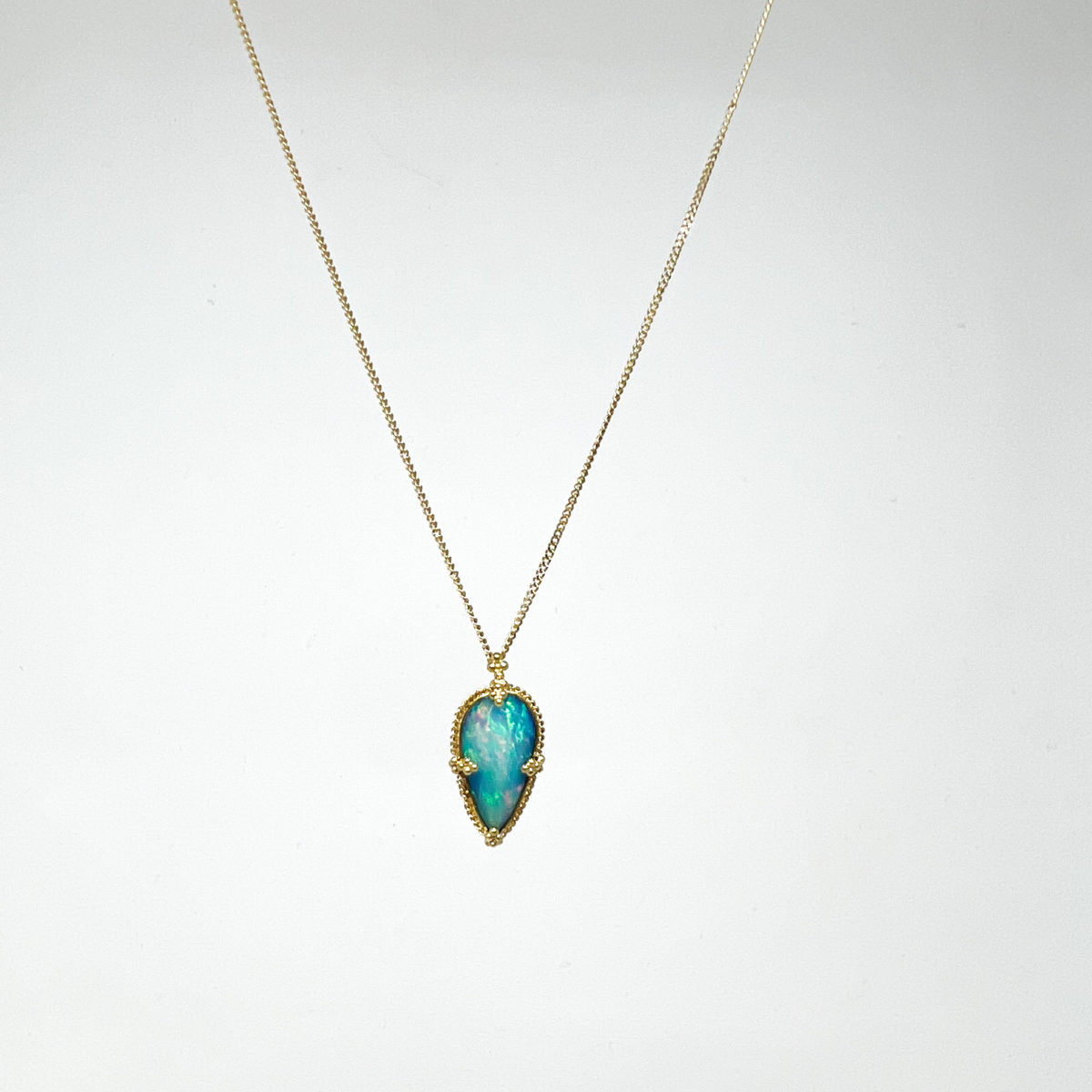 Yellow Gold and Ethiopian Opal Pendant Necklace