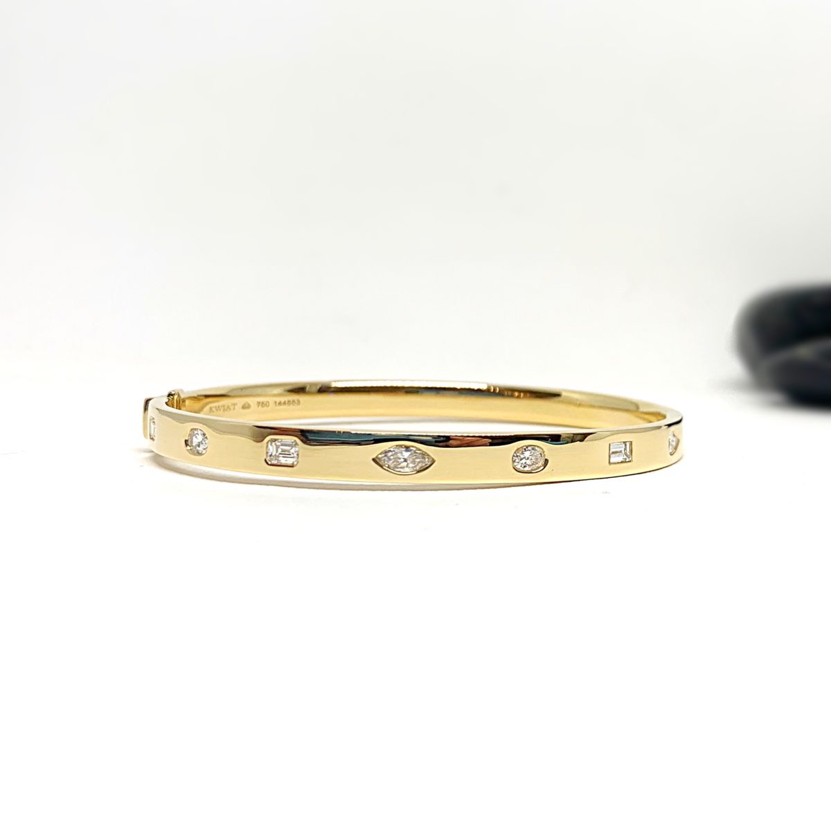 Stackable Gold and Diamond Bangle Bracelet