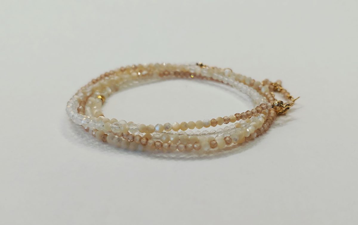 Sand Tone Ombre Faceted Bead Wrap