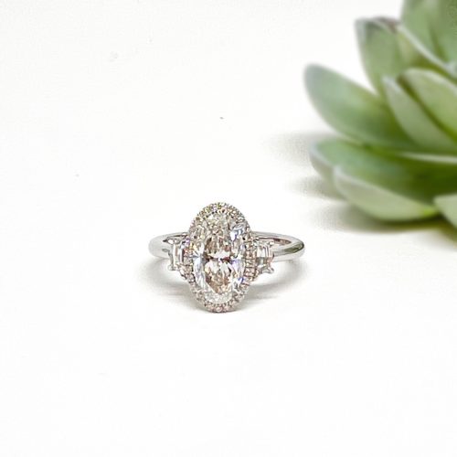 White Gold and Moval Diamond Ring