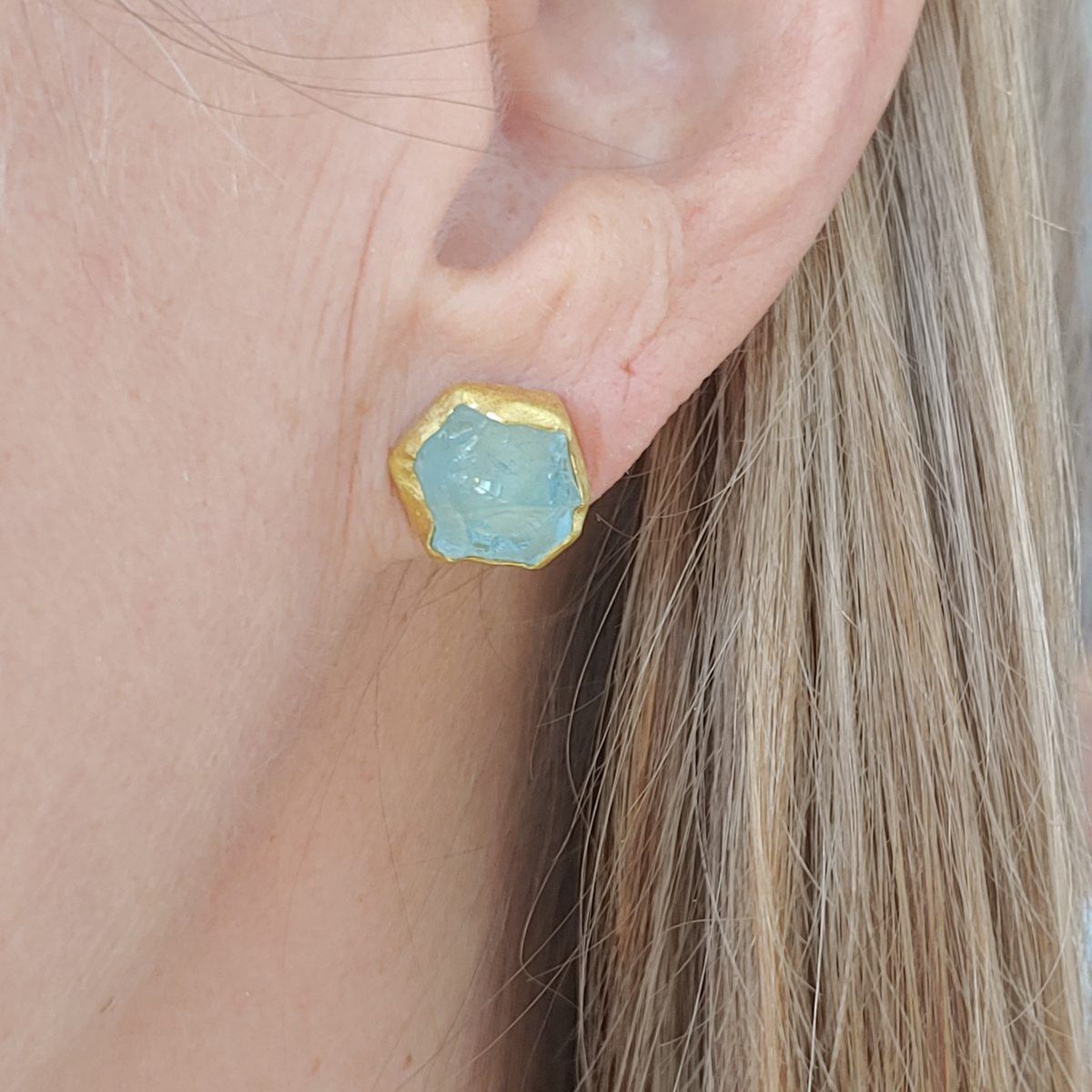 Aquamarine Crystal Stud Earring
