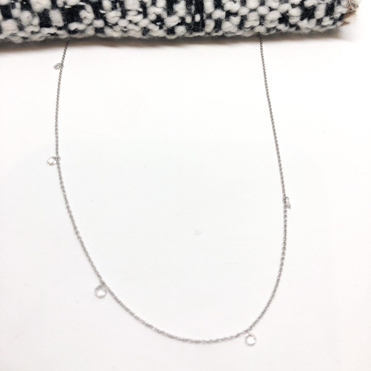 White Gold and Floating Diamond Necklace